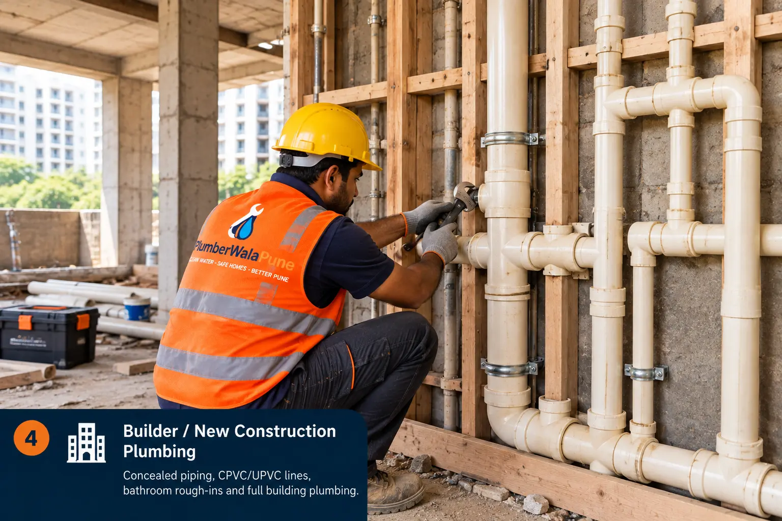 Builder / New Construction Plumbing service visual in Pune
